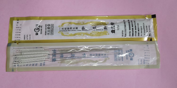 spriral needle with sliver handle 10pcs in a box